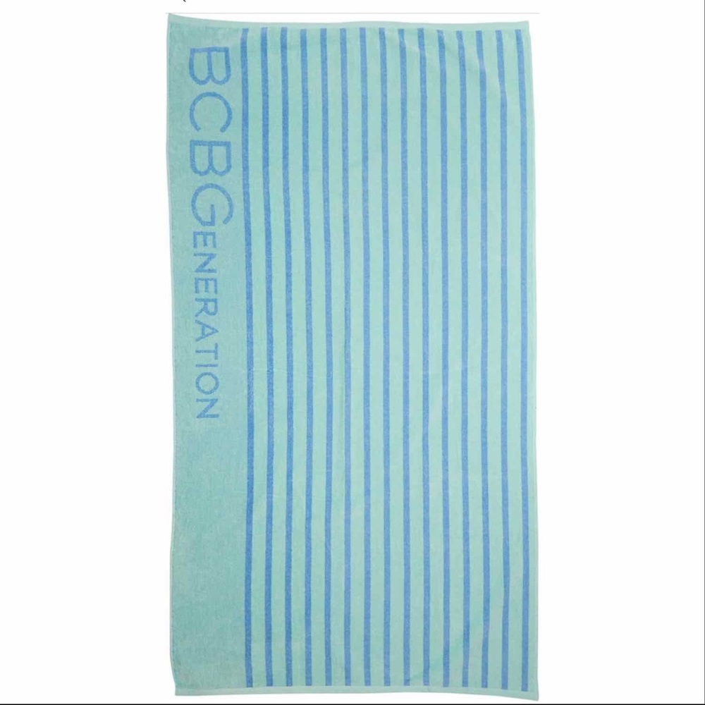 BCBGeneration Woven Cabana Striped Cotton Beach Towel, Clearwater, NWT